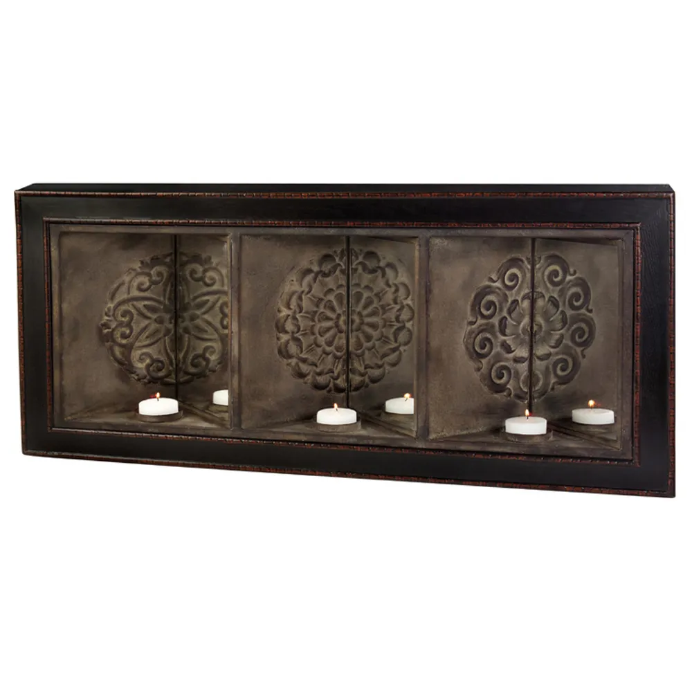 36″ Mediterranean Mirrored Wall Tea Light Candle Holder