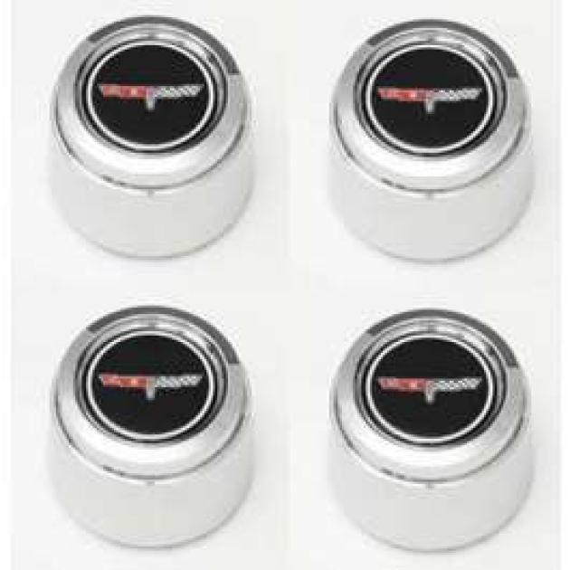 El Camino 1980-1981 Corvette Pace Car Style Chrome Wheel Cap Set, For Corvette Style Aluminum Wheels