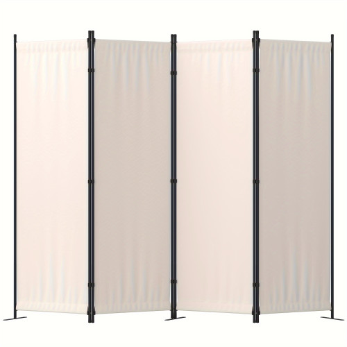 4-Panel Black Privacy Screen - Modern Folding Room Divider with Sturdy Metal Frame, Easy Assembly & Space-Saving Design, Perfect for Office, Bedroom, Hospital - Durable, Wrinkle-Resistant Fabric, Room Dividers And Folding Privacy Screens White