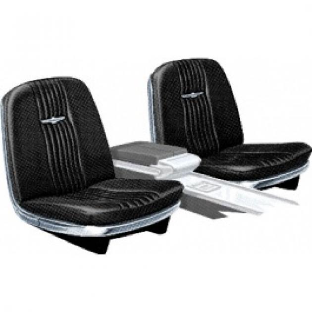 Ford Thunderbird Front Bucket & Rear Bench Seat Covers, Full Set, Vinyl, Black #23, Trim Codes 56 & 56A & 56B, Without Reclining Passenger Seat, 1964