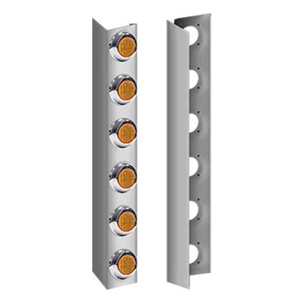 Front Air Cleaner Light Panels W/ 12 – 2 Inch Amber LED Amber Lens Lights For Peterbilt 378, 379, 388 & 389