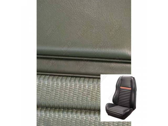 Front Bucket Seat Upholstery Set, TMI Sport Seat II, Mach 1, Medium Ivy Green with Green Stripe
