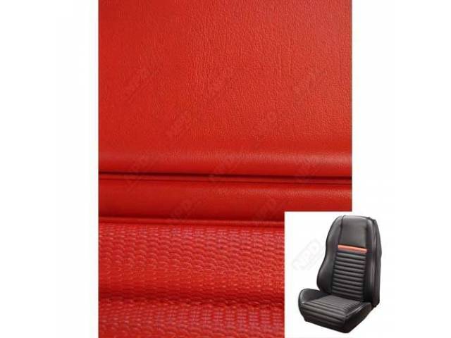 Front Bucket Seat Upholstery Set, TMI Sport Seat II, Mach 1, Vermilion (Red) with Vermilion (Red) Stripe