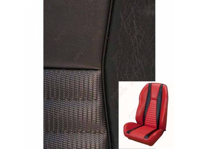 Front Bucket Seat Upholstery Set, TMI Sport Seat II, Mach 1, Black with Black Stripe
