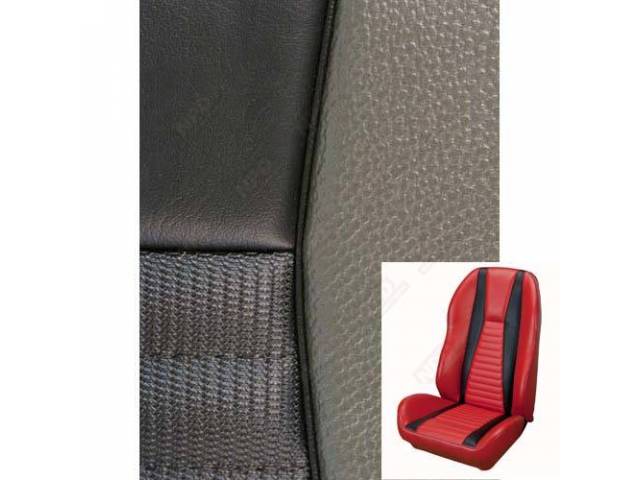 Front Bucket Seat Upholstery Set, TMI Sport Seat II, Mach 1, Black with Gray Stripe