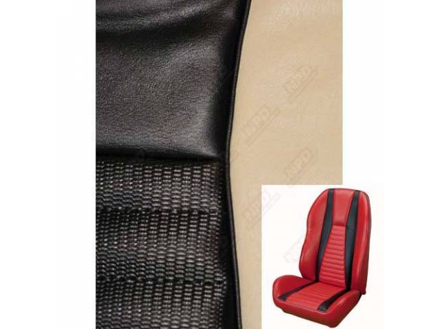 Front Bucket Seat Upholstery Set, TMI Sport Seat II, Mach 1, Black with White Stripe