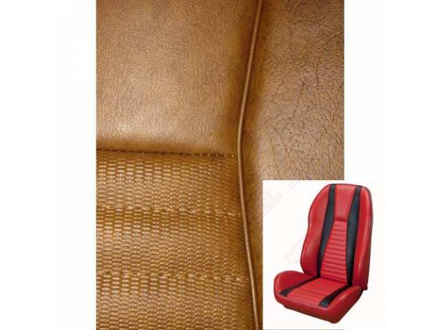 Front Bucket Seat Upholstery Set, TMI Sport Seat II, Mach 1, Medium Ginger with Ginger Stripe