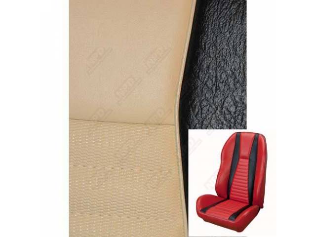 Front Bucket Seat Upholstery Set, TMI Sport Seat II, Mach 1, White with Black Stripe
