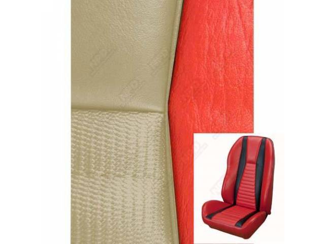 Front Bucket Seat Upholstery Set, TMI Sport Seat II, Mach 1, White with Vermilion (Red) Stripe
