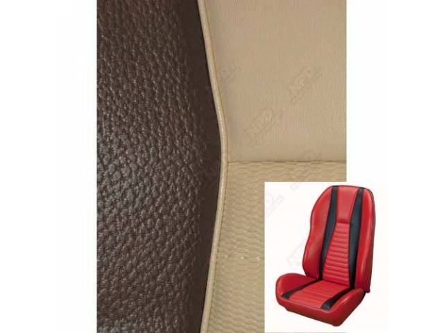 Front Bucket Seat Upholstery Set, TMI Sport Seat II, Mach 1, White with Gray Stripe