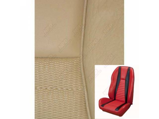 Front Bucket Seat Upholstery Set, TMI Sport Seat II, Mach 1, White with White Stripe