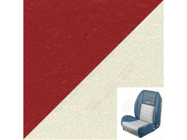 Front Bucket Seat Upholstery Set, TMI Sport Seat II, Standard, Bright Red with Off White Two Tone
