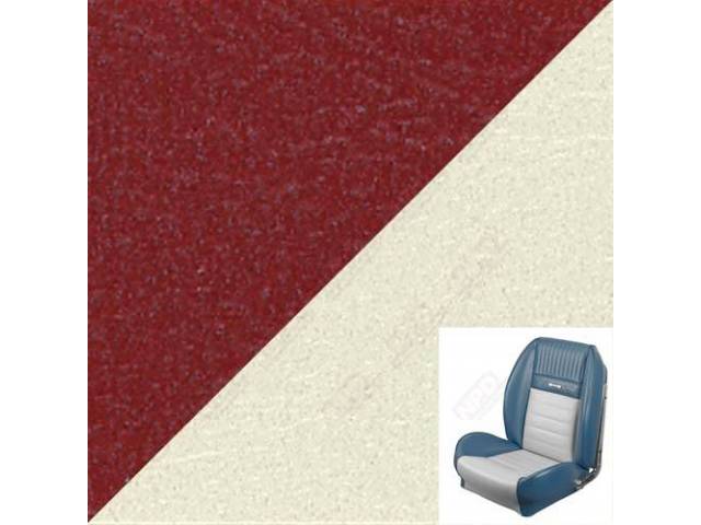 Front Bucket Seat Upholstery Set, TMI Sport Seat II, Standard, Red and Off White Two Tone