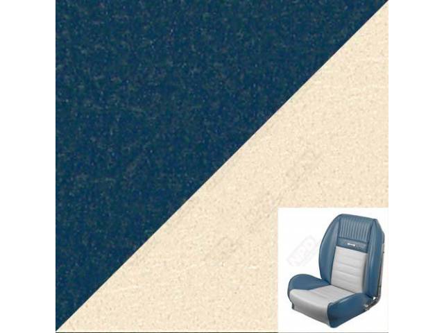 Front Bucket Seat Upholstery Set, TMI Sport Seat II, Standard, Light Blue and Off White Two Tone