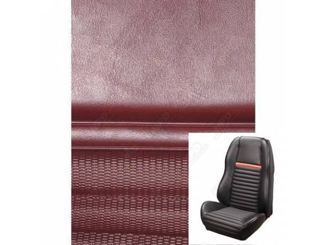 Front Bucket Seat Upholstery Set, TMI Sport Seat II, Mach 1, Dark Red with Red Stripe
