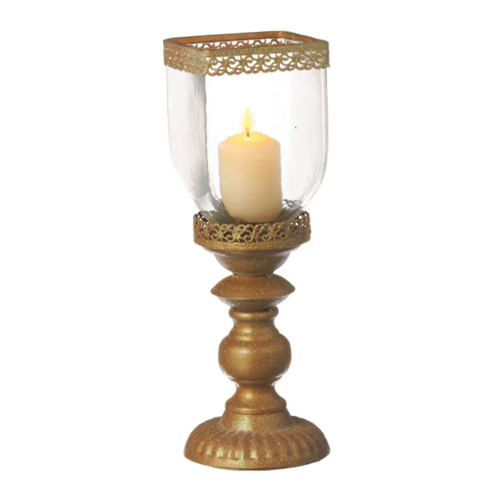 Pack of 2 Square Timeless Glass Votive Candle Holders on Elevated Bases 11″