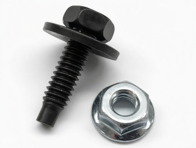 Steel Body Bolts 1/4-20 x 7/8" with Serrated Locking Nuts - Hex Head