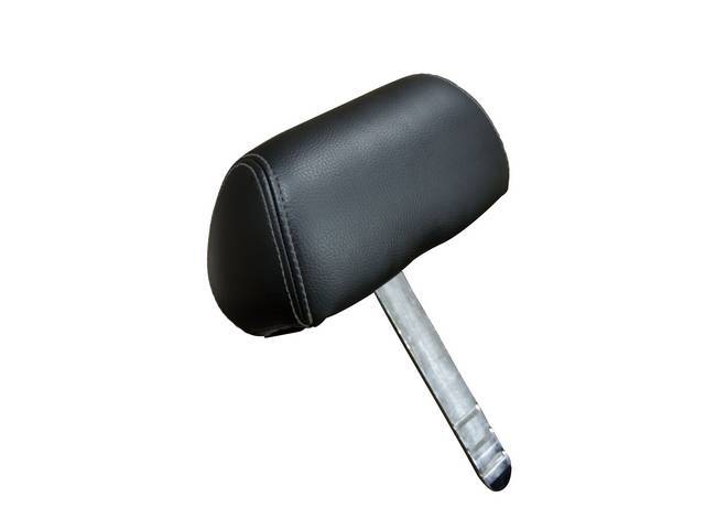 Headrest Covers, Front Seat Back, Sport R, Charcoal Black Vinyl and Charcoal Black UniSuede, Gray Stitching