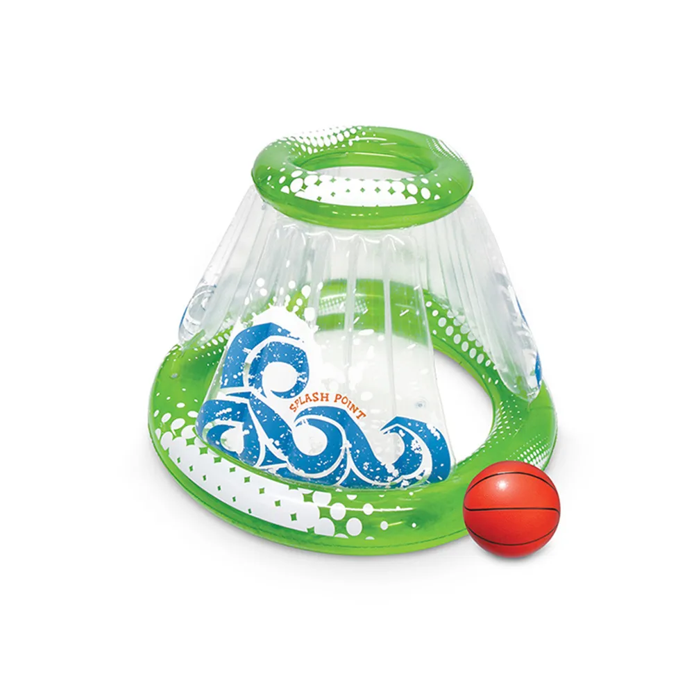 48″ Inflatable Green Aqua Fun Jumbo Splash Point Swimming Pool Basketball Game