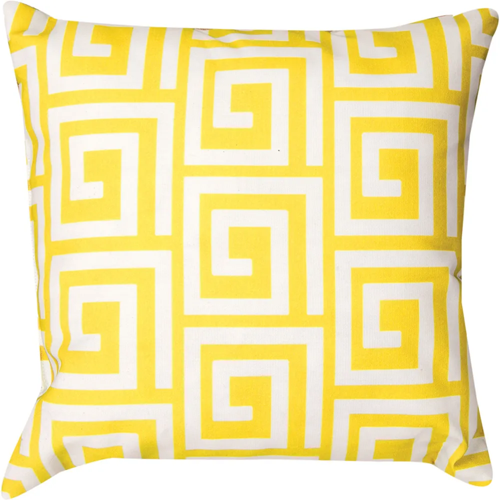 18″ Yellow Greek Key Simply Elegant Indoor/Outdoor ClimaWeave Decorative Pillow