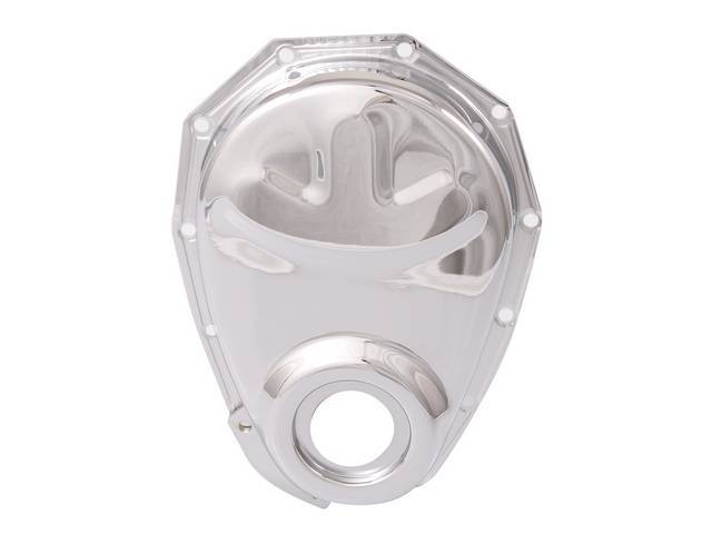 COVER, Crankcase Front End / Timing Chain, chrome finish, reproduction