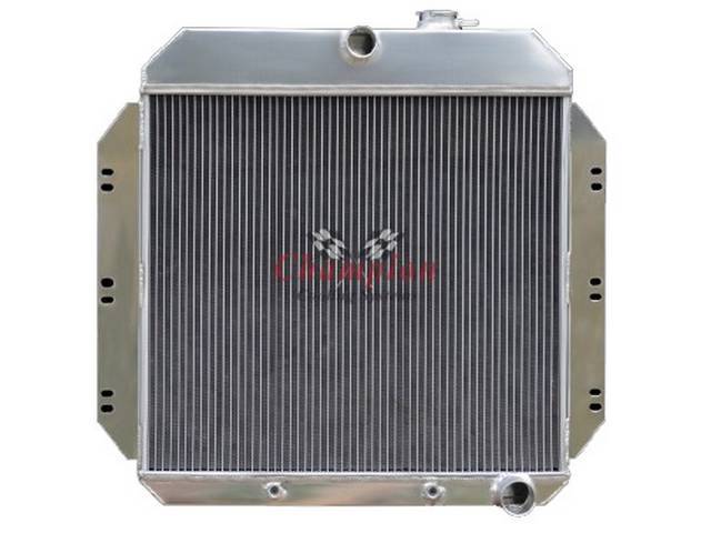 Radiator, Aluminum, Champion, 3 row w/ transmission cooler, Natural Finish