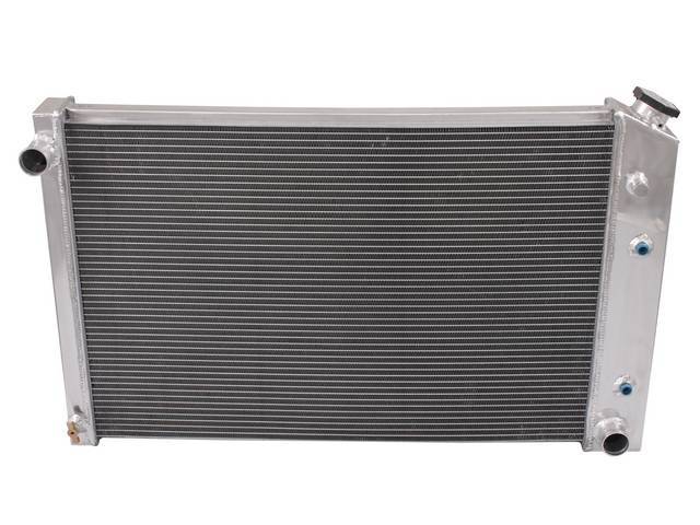 Aluminum Radiator by Champion, 3 row w/ transmission cooler, Natural finish