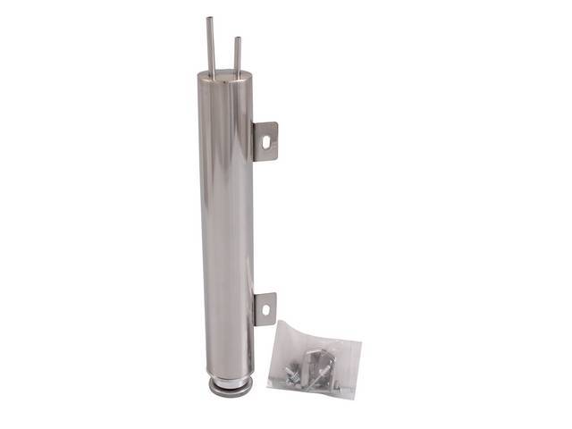Universal Radiator Overflow Tank, 13 inch, Polished Stainless Steel, Incl hardware