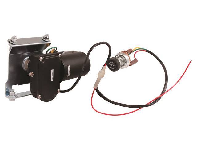 MOTOR, Windshield Wiper, Electric, Incl mounting bracket, switch, and knob, repro