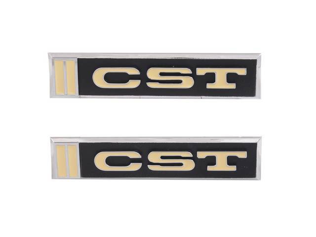 Emblem Set, Door, *CST in yellow block lettering on a black background , GM Licensed Reproduction