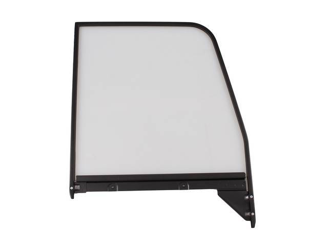 FRAME AND GLASS ASSY, Door Window, clear, RH, features painted window frame, repro
