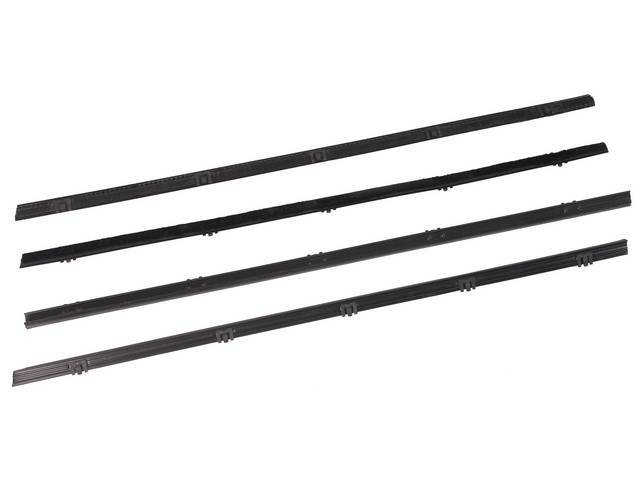 Door Window Felt Kit, (4) Incl Horizontal Inners and Outers, w/ black bead, reproduction