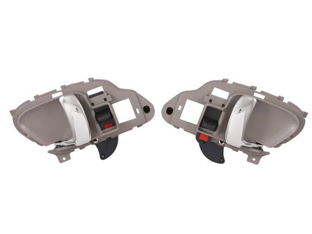 Inside Front Door Handle Set, Gray housing with chrome lever and black door lock knob