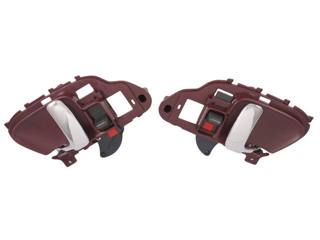 Inside Front Door Handle Set, Red housing with chrome lever and black door lock knob