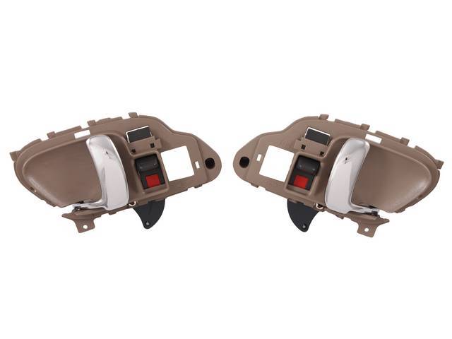 Inside Front Door Handle Set, Brown housing with chrome lever and black door lock knob