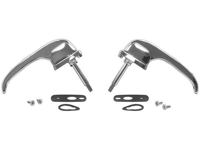 Outside Chrome Finish Door Handle Set, reproduction