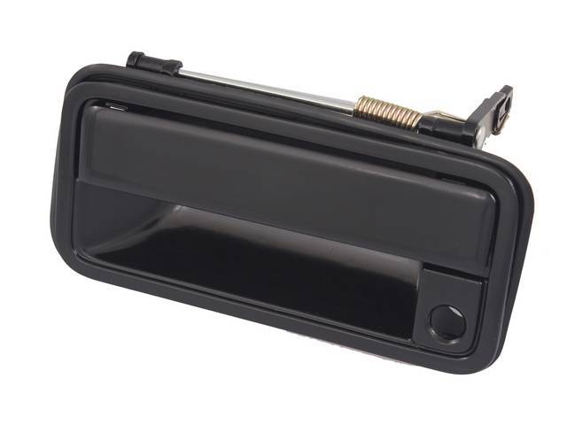Outside Door Handle, LH, front, smooth black finish, w/ key hole, reproduction