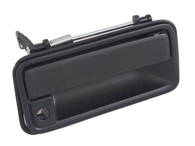 OUTSIDE DOOR HANDLE, RH, front, w/ key hole, textured black finish, repro