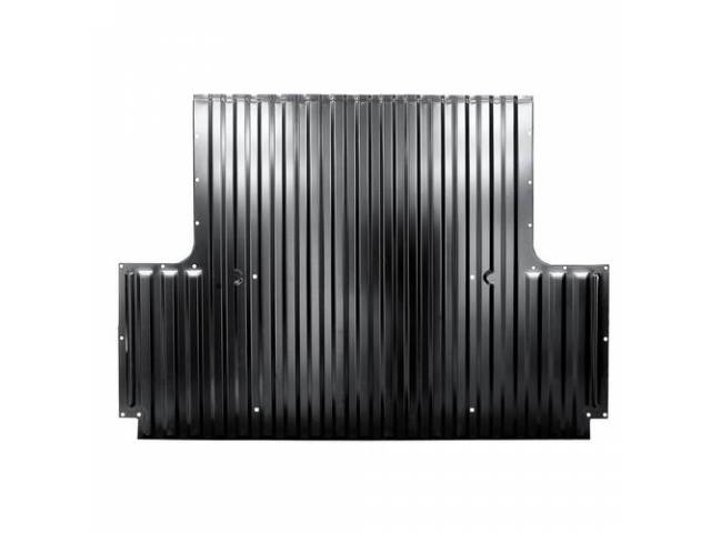 PANEL, Bed Floor, Rear Section, 72 inches wide (at rear), 50 inches wide (between wheelhouses), extends 50 1/2 inches in total length (starts 24 1/2 inches from front edge of wheelhouse cutout), 18 gauge EDP-coated steel, repro** if using with p/n K-165