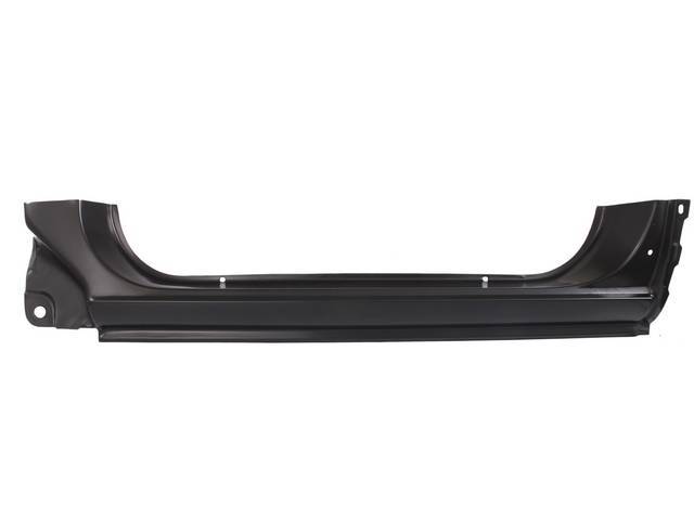 Outer Rocker Panel, w/ door post, LH, 46 1/4 inch lengthX 11 1/2 inch tall, 21 gauge steel, EPD-coated, repro