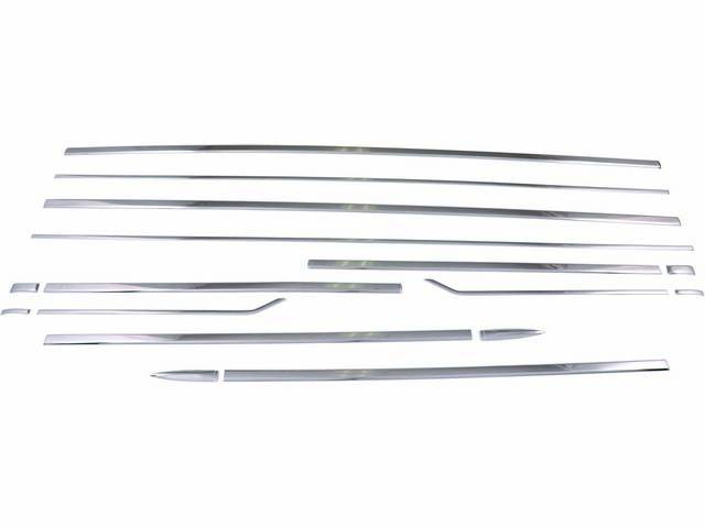 MOLDING KIT, Body Side, Complete, (16), LH and RH, Polished Aluminum, Incl molding clips, repro