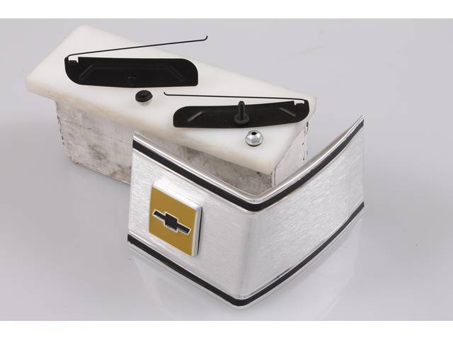 Upper Cab Corner Molding, LH, w/ Black detail stripes, GM Licensed reproduction