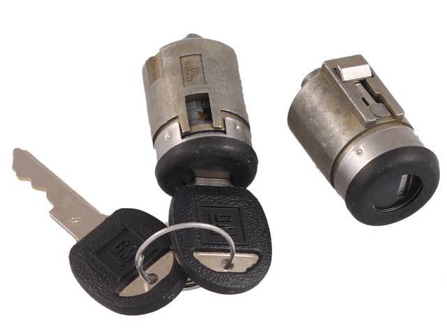 Doors Cylinder and Keys, w/ black *covered* head GM oval key, reproduction