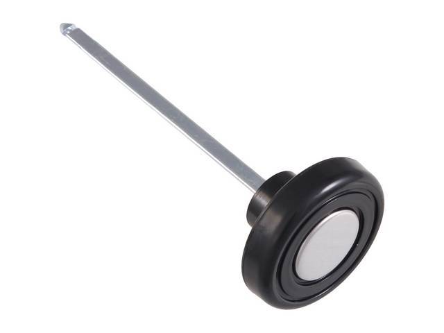 Headlight Switch Knob and Rod, Black and Polished Stainless Steel, reproduction