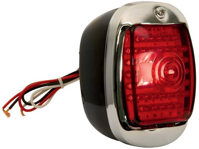 Tail Light Assembly, LED, LH, incl black housing w/ chrome trim, reproduction