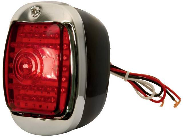 Tail Light Assembly, LED, RH, incl black housing w/ chrome trim, reproduction