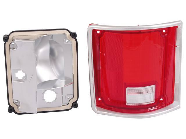 Tail Light Assembly, LH, Incl Lens and housing, w/ chrome trim, reproduction