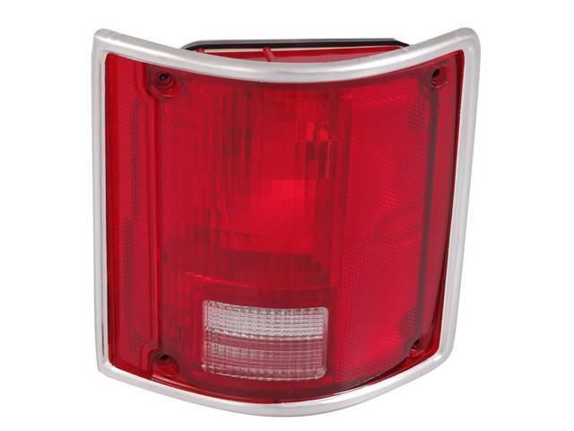 Tail Light Assembly, RH, Incl Lens and housing, w/ chrome trim, reproduction
