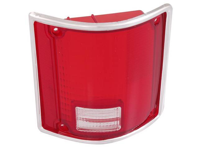 Tail Light Lens, RH, w/ chrome trim, reproduction