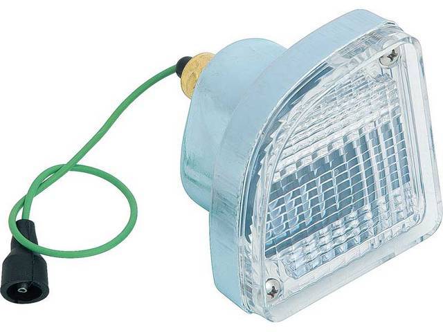 Back Up Light Assembly, LH, Includes housing, lens, pre-wired socket pigtail and lens gasket, reproduction